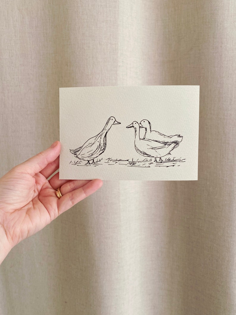 THREES COMPANY Unframed Art Print Duck Drawing Ink Sketch Print Minimalist Duck Drawing French Country Art Duck Art Duck Sketch image 5