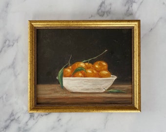 CLEMENTINES #3 Art Print - Unframed Oil Painting Print - Clementines Still Life Painting - Moody Still Life Art - French Country Kitchen