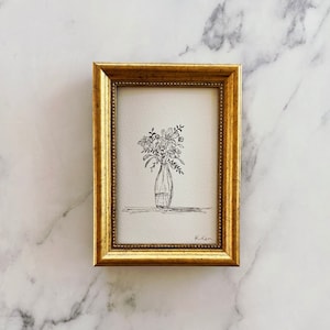 PICK ME UP Art Print - Unframed Floral Ink Sketch Giclee Print - Minimalist Floral Drawing - Florals - French Country Art - Flowers in Vase