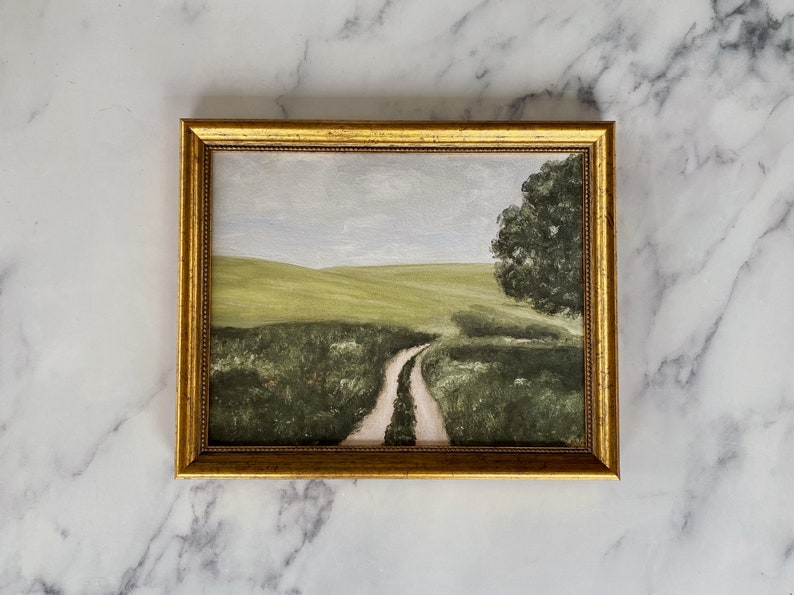 THE JOURNEY Art Print Unframed Landscape Oil Painting Print Oil Painting Countryside Pasture Oil Painting Small Landscape Painting image 1