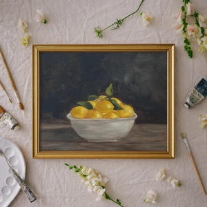 GATHERED LEMONS Art Print - Unframed Oil Painting Print 11x14"