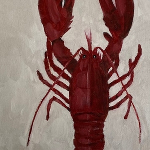 LOBSTER Art Print Unframed Lobster Oil Painting Print Beach House Coastal Painting Lobster Oil Painting Nautical Original Art image 8