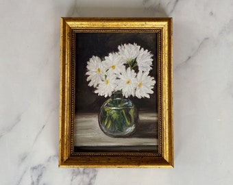 DAISY Art Print - Unframed Oil Painting Print - Oil Painting Still Life Original - Small Flower Oil Painting -  Bouquet Oil Painting