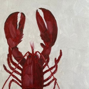 LOBSTER Art Print Unframed Lobster Oil Painting Print Beach House Coastal Painting Lobster Oil Painting Nautical Original Art image 6
