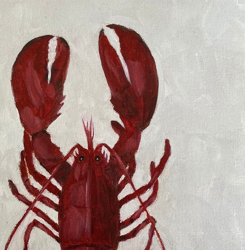 LOBSTER Art Print Unframed Lobster Oil Painting Print Beach House Coastal Painting Lobster Oil Painting Nautical Original Art image 6