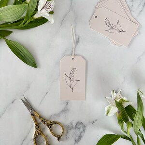 LILY of the VALLEY tag Floral Hanging Gift Tag Minimalist Floral Hanging Tag Hostess Gift Neutral Baby Shower Bridal Gift Tag image 2
