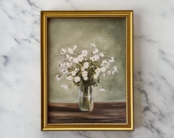 LES FLEURS Art Print - Unframed Floral Oil Painting Print - White Floral Original Print - White Flowers Still Life Art - Vintage Florals Art