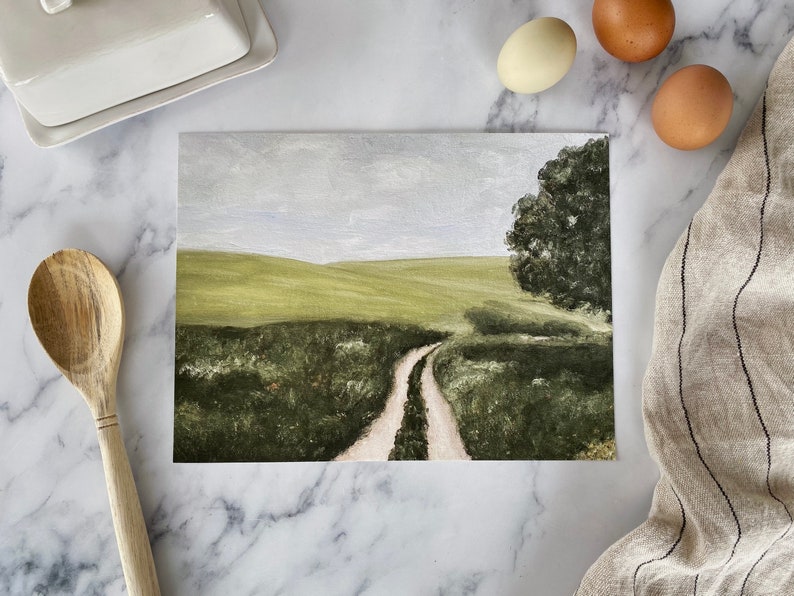 THE JOURNEY Art Print Unframed Landscape Oil Painting Print Oil Painting Countryside Pasture Oil Painting Small Landscape Painting image 9