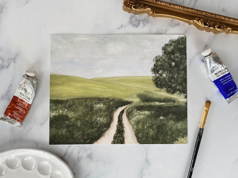 THE JOURNEY Art Print Unframed Landscape Oil Painting Print Oil Painting Countryside Pasture Oil Painting Small Landscape Painting image 6