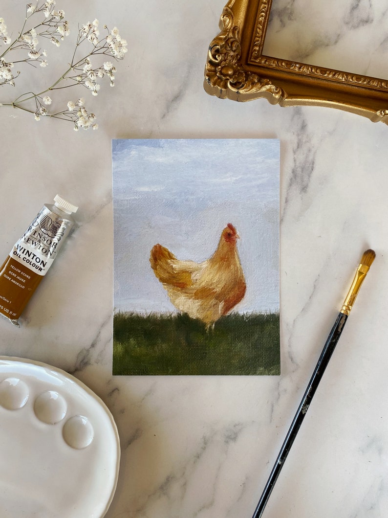 HENRIETTA Art Print Unframed Oil Painting Print Oil Painting Still Life Original Giclee Print Chicken Oil Painting Chicken Art image 3