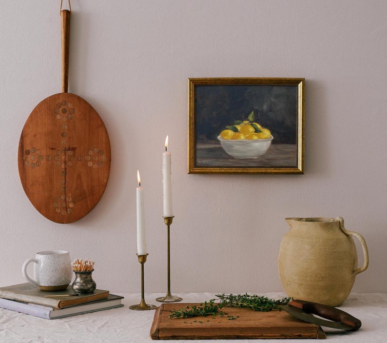 GATHERED LEMONS Art Print - Unframed Oil Painting Print image 2