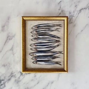 SARDINES Art Print - Unframed Oil Painting Print - Oil Painting Still Life - Sardine Oil Painting - French Kitchen Art - Restaurant Fish Art