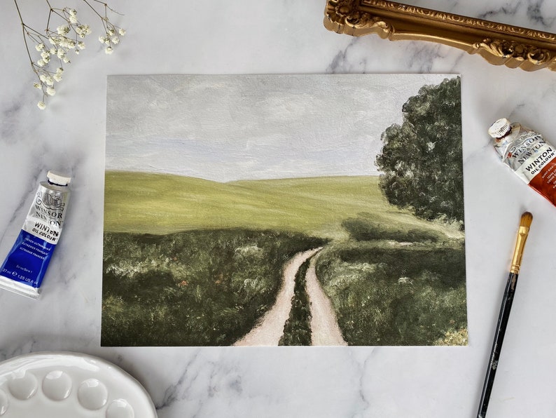 THE JOURNEY Art Print Unframed Landscape Oil Painting Print Oil Painting Countryside Pasture Oil Painting Small Landscape Painting image 10