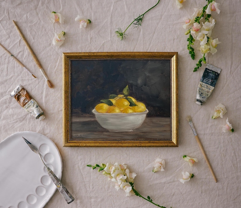 GATHERED LEMONS Art Print - Unframed Oil Painting Print 8x10"