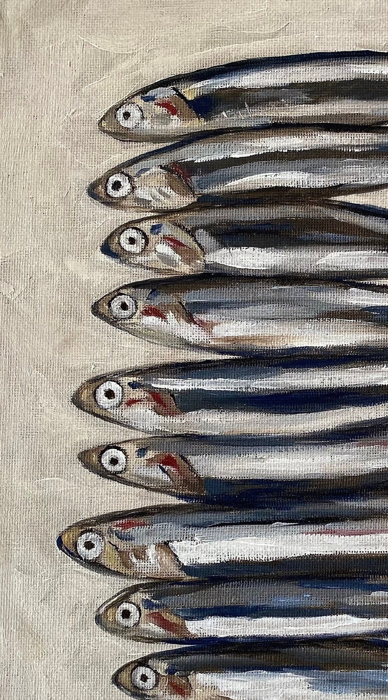 SARDINES Art Print Unframed Oil Painting Print Oil Painting Still Life Sardine Oil Painting French Kitchen Art Restaurant Fish Art image 6