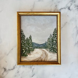 WINTER ROAD Art Print - Unframed Winter Landscape Oil Painting Print - Snowy Winter Art - Original Winter Landscape - French Country Art -