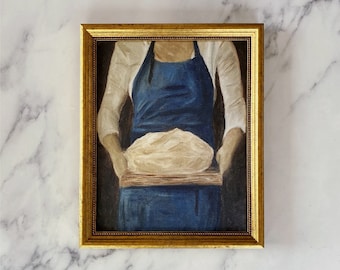 DAILY BREAD Art Print - Unframed Oil Painting Print - Oil Painting Countryside - Women Oil Painting - French Kitchen Art - Restaurant Art