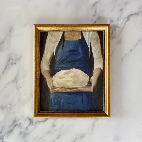 Impression d'art sans cadre DAILY BREAD - impression de peinture à l'huile - peinture à l'huile de campagne - peinture à l'huile de femmes - art de cuisine français - art de restaurant