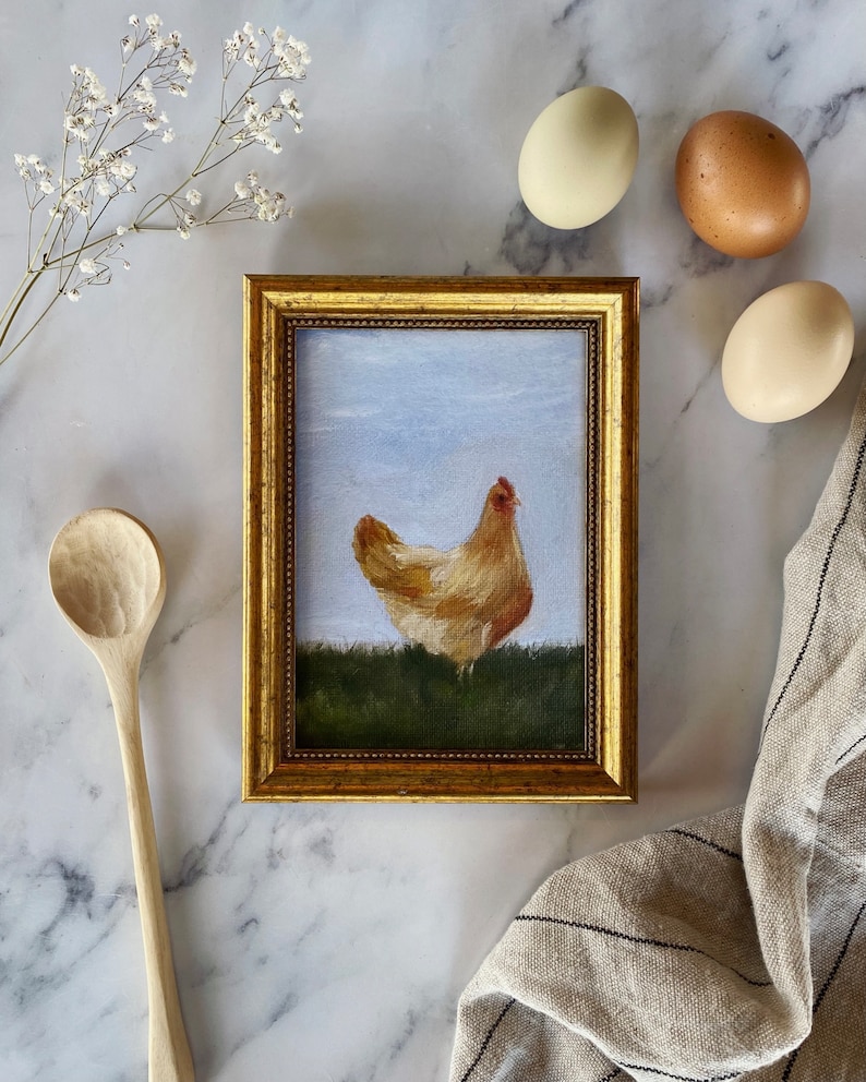 HENRIETTA Art Print Unframed Oil Painting Print Oil Painting Still Life Original Giclee Print Chicken Oil Painting Chicken Art image 2