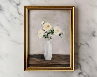 JUST BECAUSE Art Print - Floral Oil Painting Print - Roses Oil Painting - Yellow Roses Painting - Original Rose Art - Still Life Painting