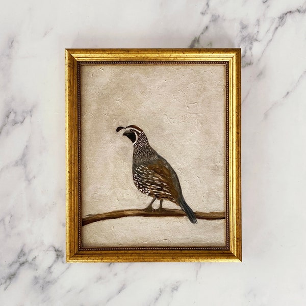 QUAIL Art Print - Unframed Quail Oil Painting Print - Rustic Art - Fall Art - Vintage Bird Oil Painting - Quail Bird Art - Quail Art Print