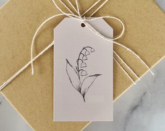 LILY of the VALLEY tag - Floral Hanging Gift Tag - Minimalist Floral Hanging Tag - Hostess Gift - Neutral - Baby Shower - Bridal Gift Tag