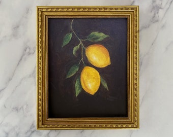 LEMON #5 - Art Print - Unframed Oil Painting Print - Still Life Original - Small Still Life Painting Print-Lemon Art Print - Fruit Art Print