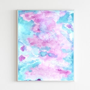 Printable Purple and Blue Abstract Watercolor Home Decor Digital Download Wall Art