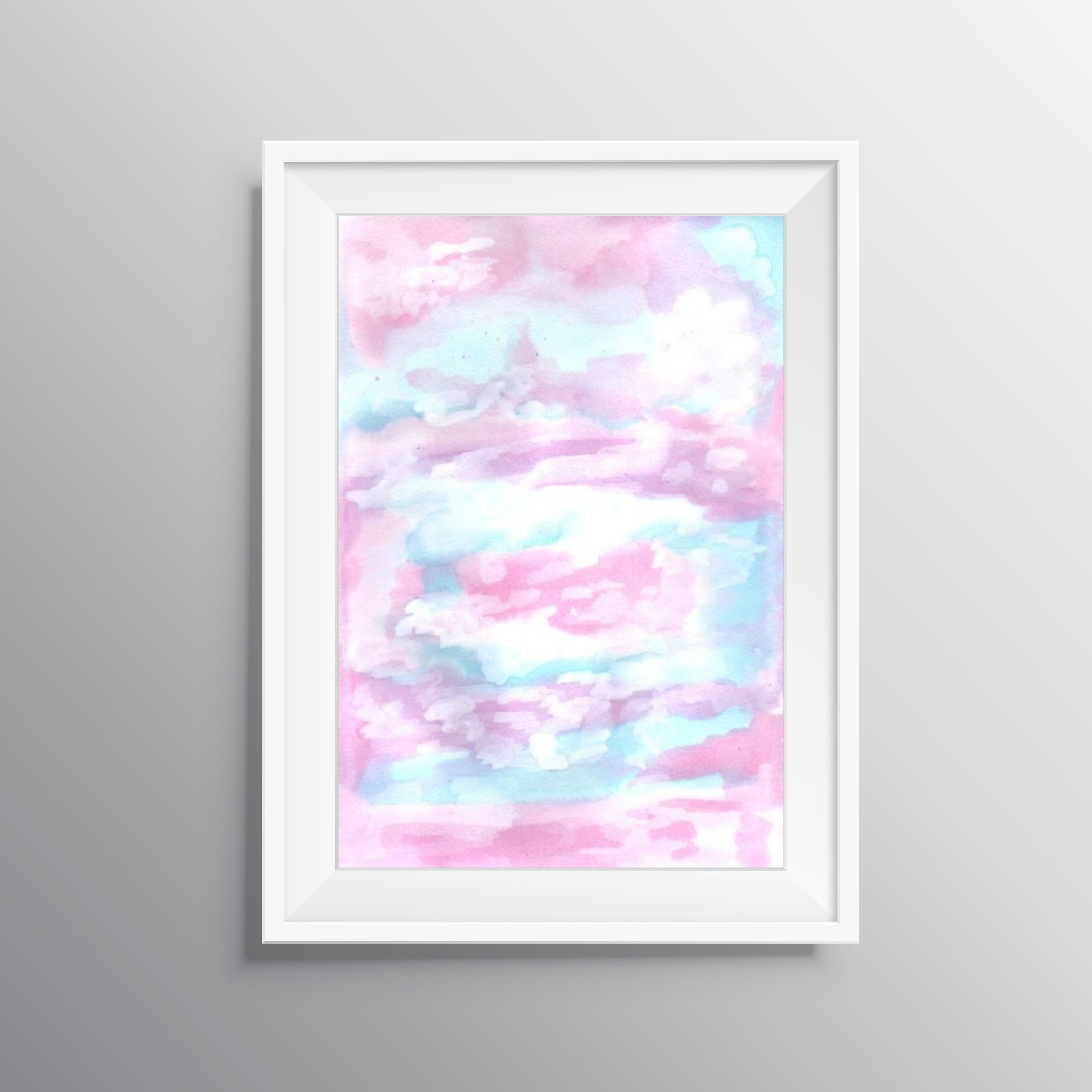 Printable Pink and Blue Abstract Watercolor Wall Art Digital Download ...