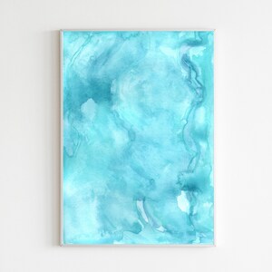 Printable Blue Abstract Watercolor Wall Art Home Decor Instant Download
