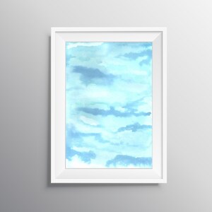 Printable Blue Watercolor Abstract Sky Digital Download Wall Art