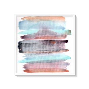 Printable Blue Orange en Teal Abstract Aquarel Wall Art Home Decor