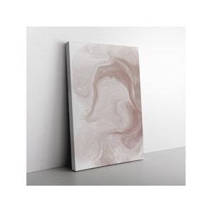 Dusty Light Brown and White Abstract Pour Paint Canvas Wall Decor