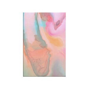 Orange Pink Teal Yellow Abstract Alcohol Ink Canvas Wall Art Home Decor