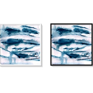 Printable Deep Blue Abstract Watercolor Wall Art Home Decor