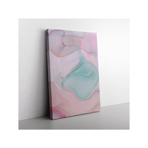 Teal Pink and Purple Abstract Alcohol Ink Canvas Wall Art Home Decor