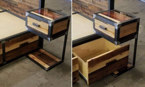 Reclaimed Wood C Shaped Nightstand Wood Bedroom Furniture Etsy
