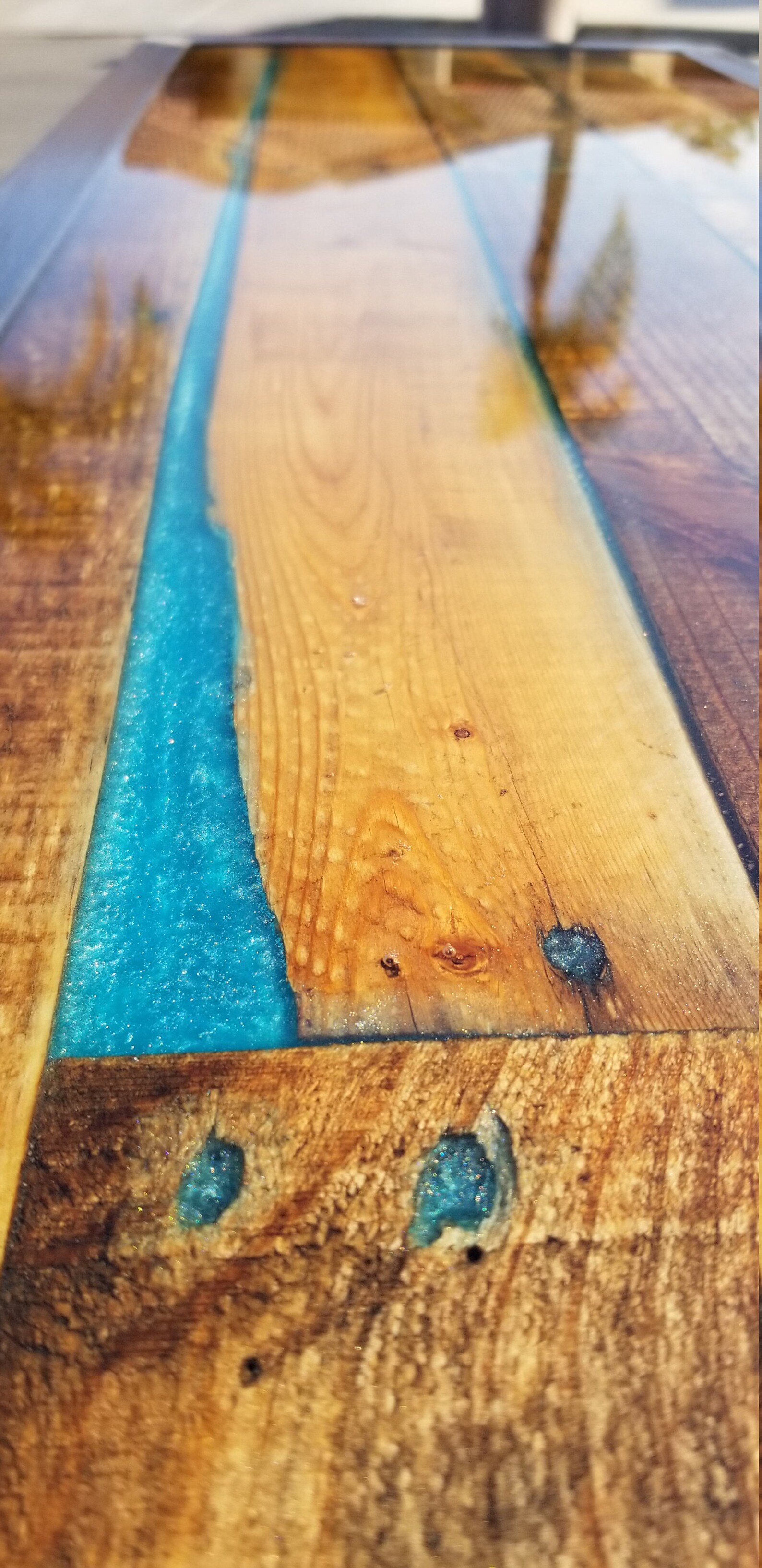 Bora Bora Blue Reclaimed Wood Industrial Entry Table Etsy