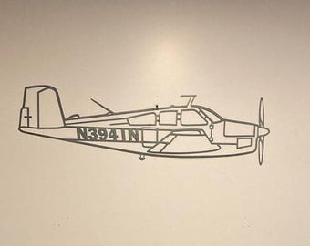 Laser Cut Metal Bonanza Airplane Wall Art