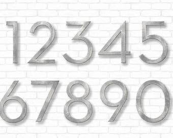 Paint Ready (Raw Steel), Modern House Numbers, Mounting Hardware Included - Address Numbers, Door Numbers, Metal Numbers,
