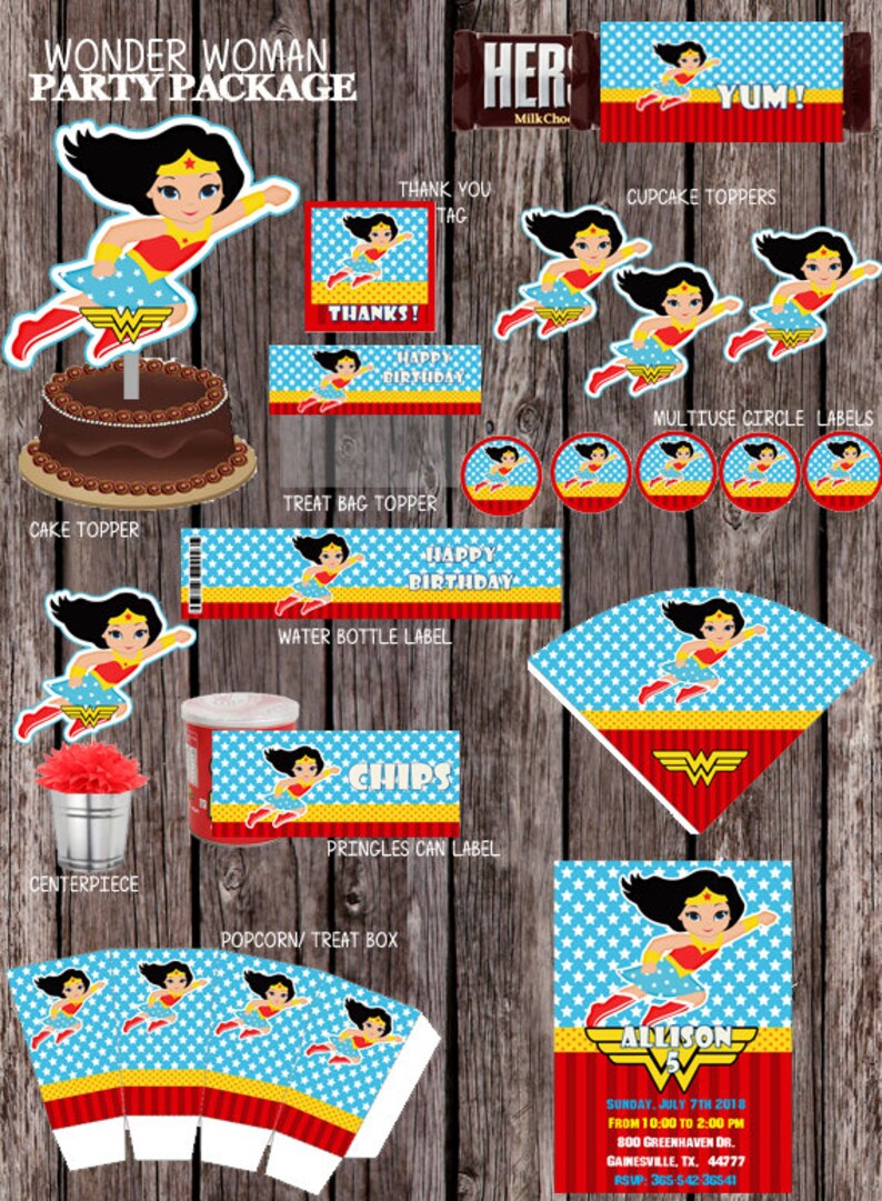 Instant Download Wonder Woman Party Decorations Wonder Woman Etsy
