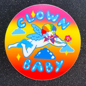 clown baby cherub stickers (regular or holographic)