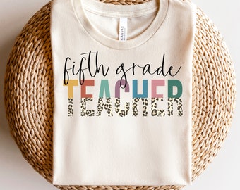 Fifth Grade Teacher Half Leopard | Half Leopard Shirt Design | Teacher Shirt Design | Fifth Grade | Teacher Shirt | Teacher SVG | Teach File