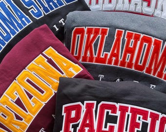 Custom College Sweatshirt - College or University Tackle Twill Sweaters, Personalized School Crewneck or Hoodie