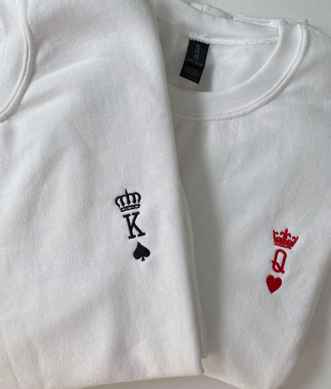 CUSTOMIZABLE Embroidered King and Queen Sweatshirt, Couples Matching