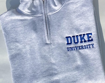 Customizable Embroidered Quarter Zip Sweatshirt - College & University Sweaters, Varsity Style Pullover, School Sweatshirts, Graduation Gift