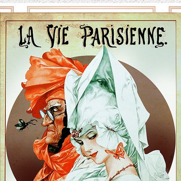La Vie Parsienne, Decorative Art Print, Romantic Style, Retro French Fashion, Fine Art Reproduction, Home, Poster Print, Gift Idea