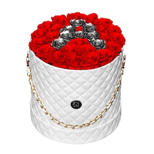 Personalized Preserved Forever Flower Bouquet with Letter Initial, Box of Roses that Last a year, Long Lasting Rose Arrangement Gift for Her