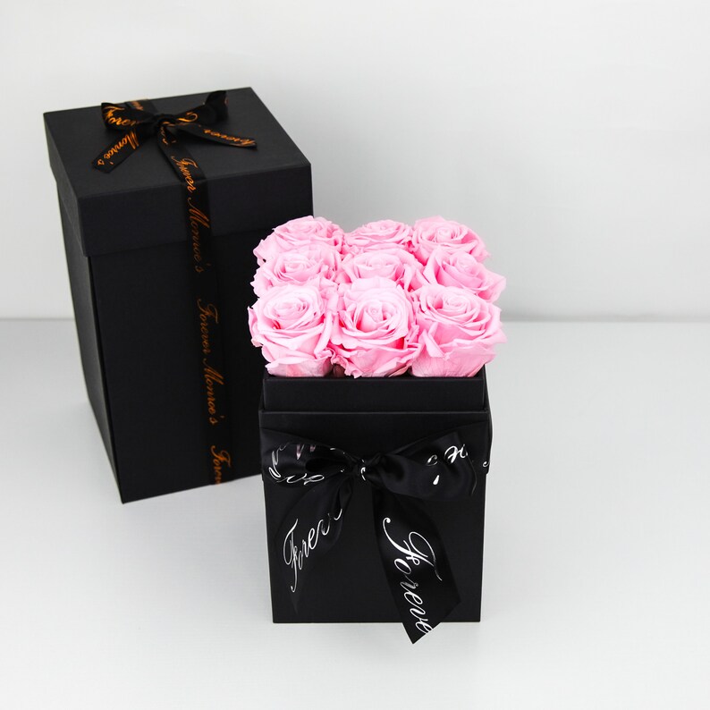 Gold Roses That Last a Year in a Square Box Surprise Flower Etsy