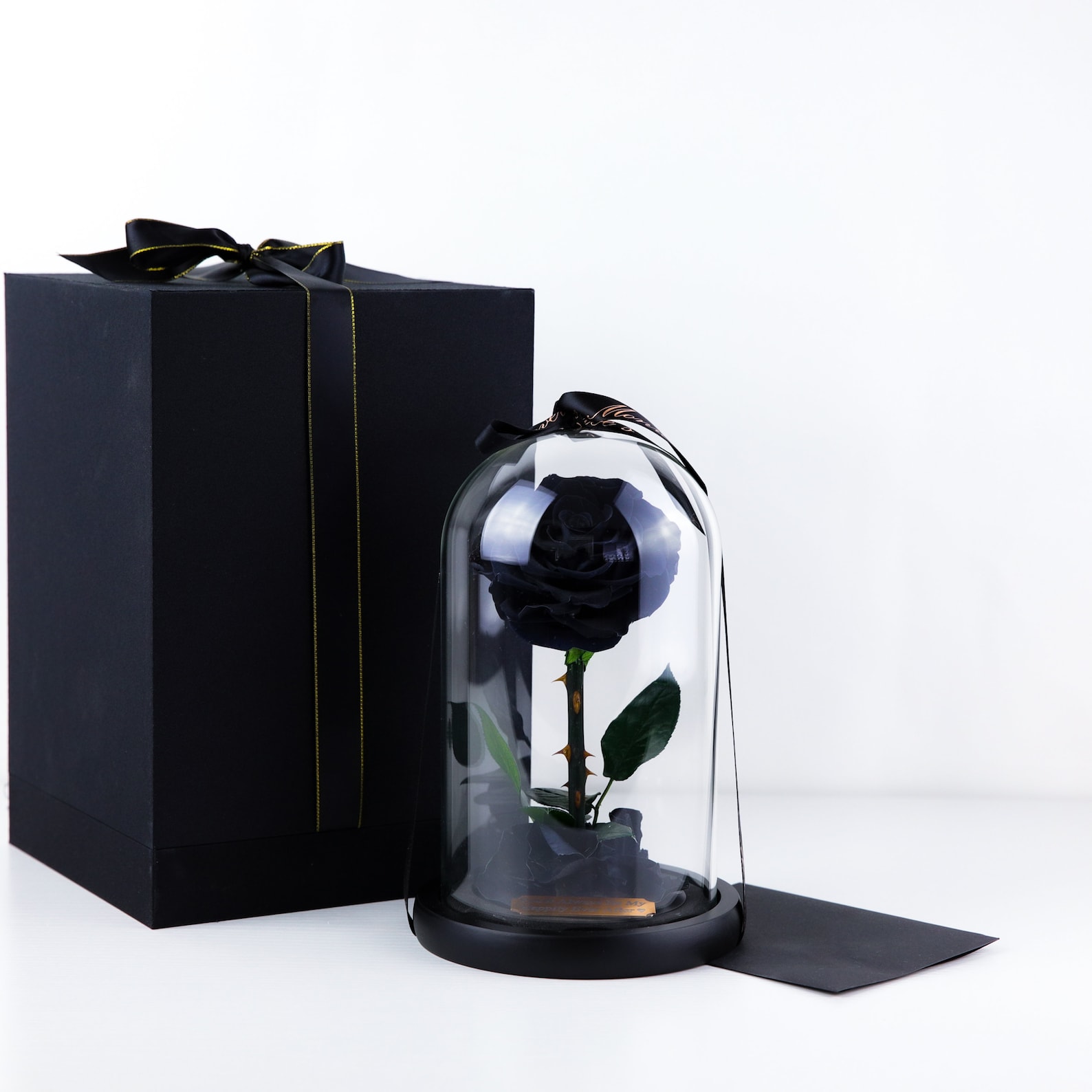 Beauty and The Beast Rose with Personalized Gold Engraved | Etsy